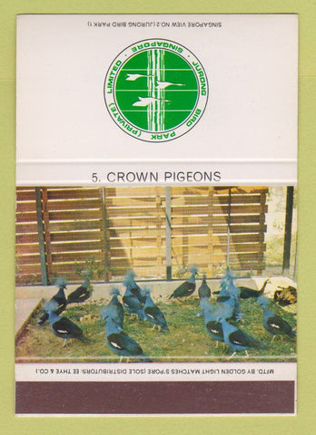 Matchbook Cover - Jurong Bird Park Singapore Crown Pigeons WEAR 40 Strike