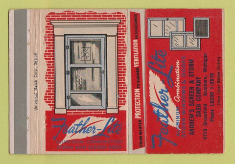 Matchbook Cover - Feather Lite Aluminum Windows Doors Dearborn MI 40 Strike