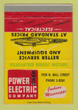 Matchbook Cover - Power Electric Company Jackson MS 40 Strike