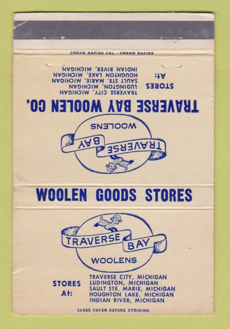 Matchbook Cover - Traverse Bay Woolen Company Traverse City MI WEAR 40 Strike