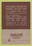 Matchbook Cover - Charles Berg Clothes Portland OR women's 40 Strike