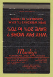 Matchbook Cover - Manley's Furniture Appliances Belton Lee's Summit MO 40 Strike