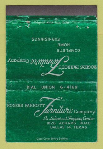 Matchbook Cover - Rogers Parrott Furniture Dallas TX WEAR 40 Strike