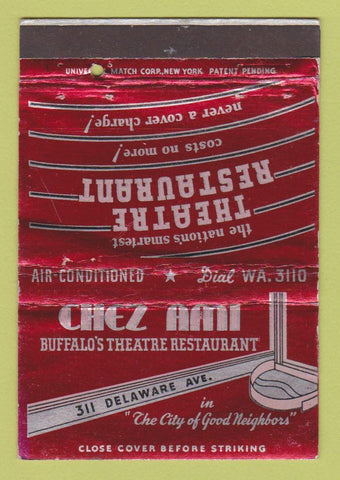 Matchbook Cover - Chez Ami Theatre Restaurant Buffalo NY WEAR 40 Strike
