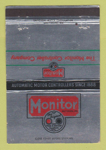 Matchbook Cover - Monitor Controls Baltimore MD 40 Strike