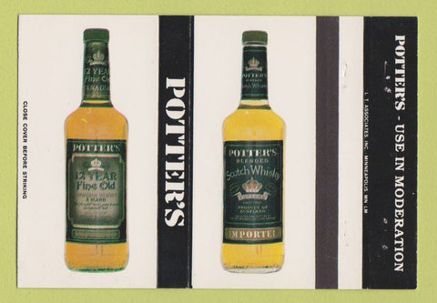 Matchbook Cover - Potter's Liquor Whiskey Portland OR  40 Strike
