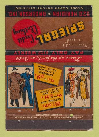 Matchbook Cover - Spiegal Clothes Anderson IN WEAR 40 Strike