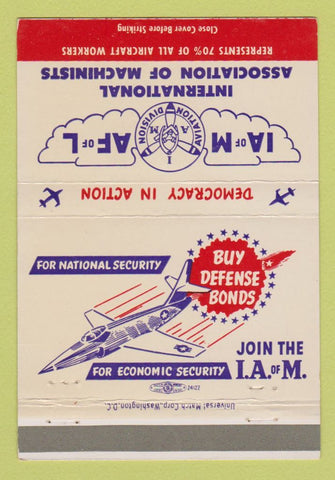 Matchbook Cover - International Association Machinists Union 40 Strike