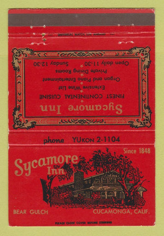 Matchbook Cover - Sycamore Inn Cucamonga CA 40 Strike