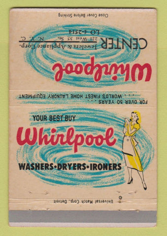 Matchbook Cover Whirlpool Appliances Center Jewelry New York City WEAR 40 Strike