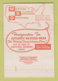 Matchbook Cover - Western Ranchman Outfitters Cheyenne WY WEAR 40 Strike