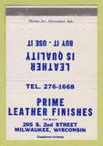 Matchbook Cover - Prime Leather Finishes Milwaukee WI 40 Strike