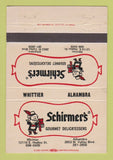 Matchbook Cover - Schirmer's Delis Whittier Alhambra CA 40 Strike