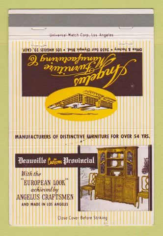 Matchbook Cover - Angelus Furniture Manufacturing Los Angeles CA 40 Strike