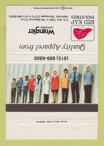 Matchbook Cover - Wranger Uniforms Clothes Nashville TN 40 Strike