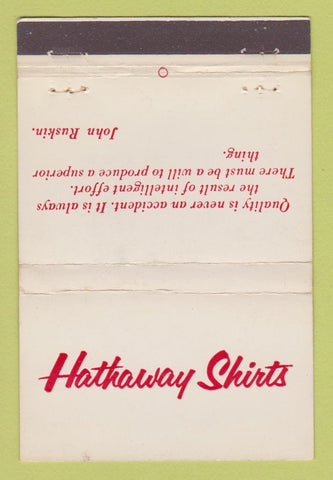 Matchbook Cover - Hathaway Shirts Clothes WEAR 40 Stick