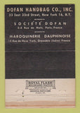 Matchbook Cover - Dofan Handbag New York City WEAR 40 Strike