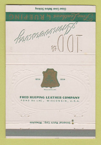 Matchbook Cover - Fred Rueping Leather Company 1954 Fond Du Lac WI 40 Strike