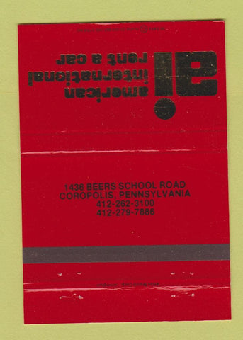 Matchbook Cover - American International Car Rentals Coropolis PA 40 Strike