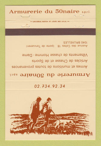 Matchbook Cover - Armurerie Du 50 Naire Brussels Belgium 40 Strike