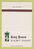 Matchbook Cover - King James Cast Coat James River Paper Richmond VA 40 Strike