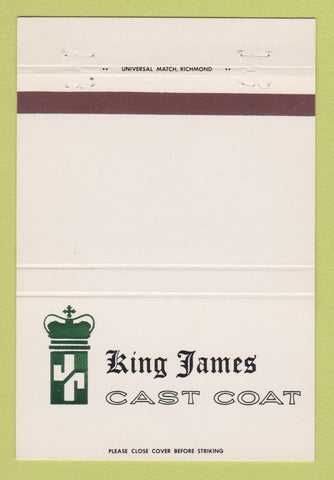 Matchbook Cover - King James Cast Coat James River Paper Richmond VA 40 Strike