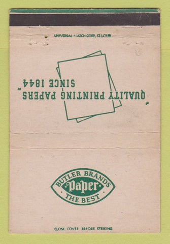 Matchbook Cover - Butler Brand PApers Kansas City MO Wichita KS 40 Strike