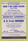 Matchbook Cover Boulder County Fair Longmont Colorado AH Sherard WEAR 40 Strike