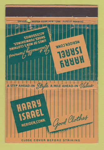 Matchbook Cover - Harry Israel Clothes Meriden CT 40 Strike
