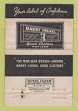 Matchbook Cover - Harry Israel Clothes Meriden CT 40 Strike