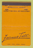 Matchbook Cover - Jeanne Tete Millinery Clothes WEAR 40 Stick