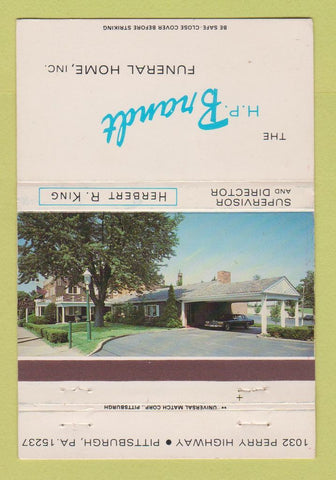 Matchbook Cover - HP Brandt Funeral Home Pittsburgh PA 40 Strike