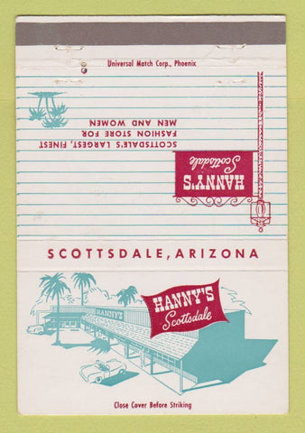 Matchbook Cover - Hanny's Scottsdale AZ Clothes WEAR 40 Strike