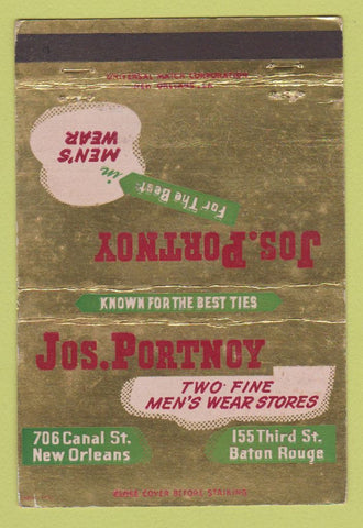 Matchbook Cover Portnoy Men's Clothes Baton Rouge New Orelans LA WEAR 40 Strike
