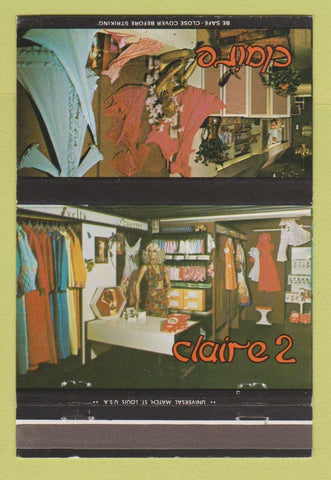Matchbook Cover - Claire Women's Clothes Mechelen Belgium 40 Strike