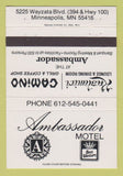 Matchbook Cover - Ambassador Motel Best Western Minneapolis MN 40 Strike