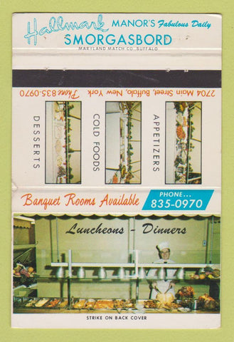 Matchbook Cover - Hallmark Manor's Smorgasbord Buffalo NY WEAR 40 Strike