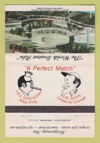 Matchbook Cover - Montgomery Inn Bob Hope Sawyer Point WORN 40 Strike