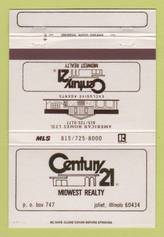 Matchbook Cover - Century 21 Real Estate Joliet IL 40 Strike
