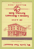 Matchbook Cover - Farmers and Merchants Bank Bellaire OH 40 Strike