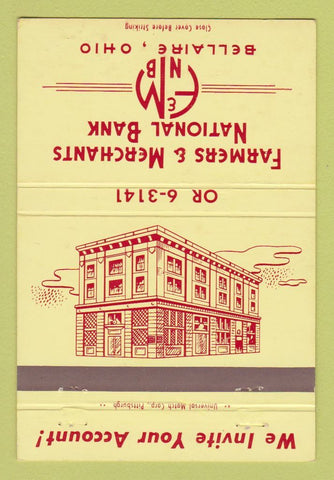 Matchbook Cover - Farmers and Merchants Bank Bellaire OH 40 Strike