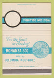 Matchbook Cover - Western Columbia Industries Bowling Ball 40 Strike