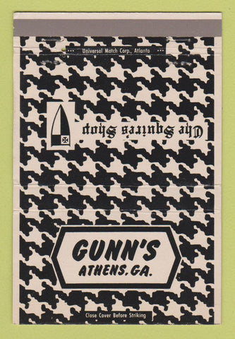 Matchbook Cover - Gunn's Squire's Shop Clothes Athens GA WEAR 40 Strike