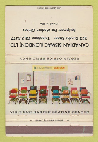 Matchbook Cover - Harter Office Furniture Chairs London ON Bismac WEAR 40 Strike