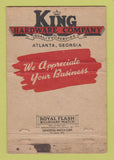 Matchbook Cover - King Hardware Atlanta GA WEAR 40 Strike