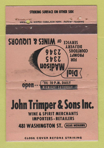 Matchbook Cover - John Trimper Son Liquor WEAR 40 Strike