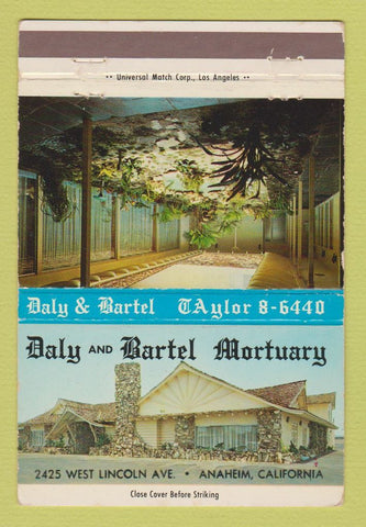 Matchbook Cover - Daly and Bartel Mortuary Funeral Anaheim CA 40 Strike