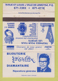 Matchbook Cover - Bijouterie Fortin Watches Ville De Lemoyne QC WORN 40 Strike