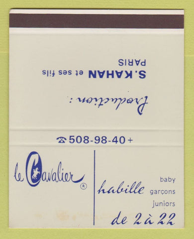 Matchbook Cover - LE Cavalier Habille Clothes Paris France SAMPLE 40 Strike