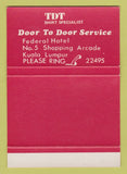 Matchbook Cover - TDT Shirts Clothes Kuala Lumpur SAMPLE 40 Strike
